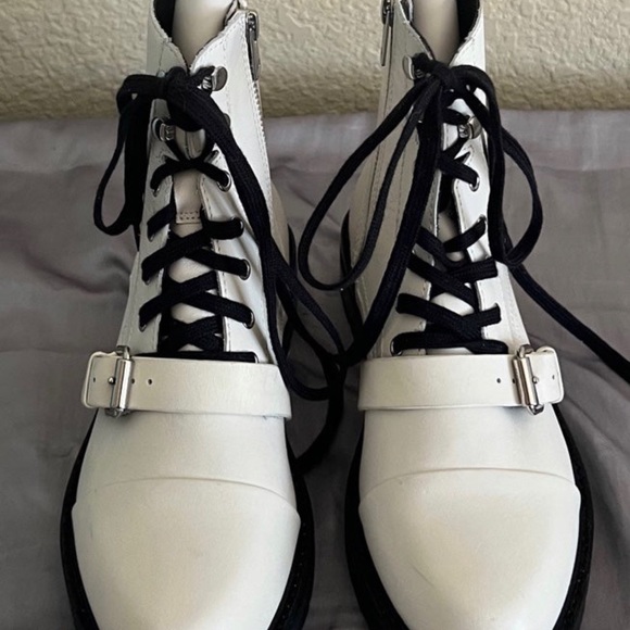 All Saints Donita White Leather Combat Boots NEW 9 - Picture 9 of 11